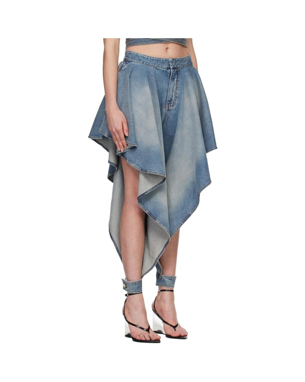 Alaïa Blue Panelled Faded Jeans