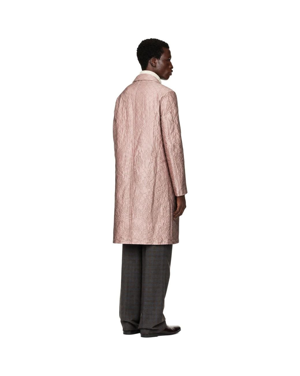 Dries Van Noten Pink Ssense Exclusive Embroidered Coat for men