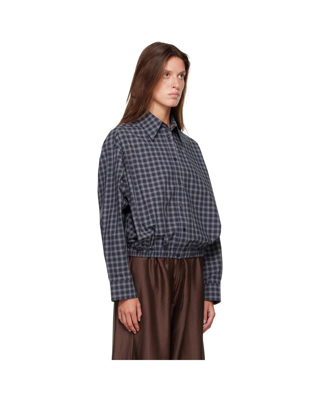 Cordera Blue Checked Bomber Shirt