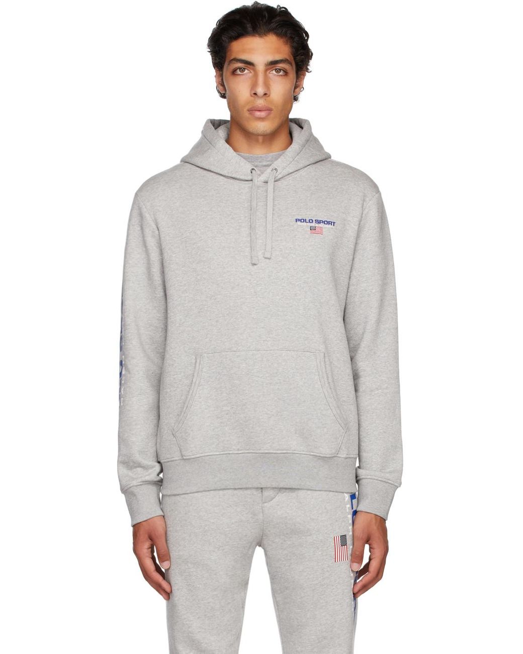 Polo Ralph Lauren Grey Fleece polo Sport Hoodie in Grey for Men Lyst UK