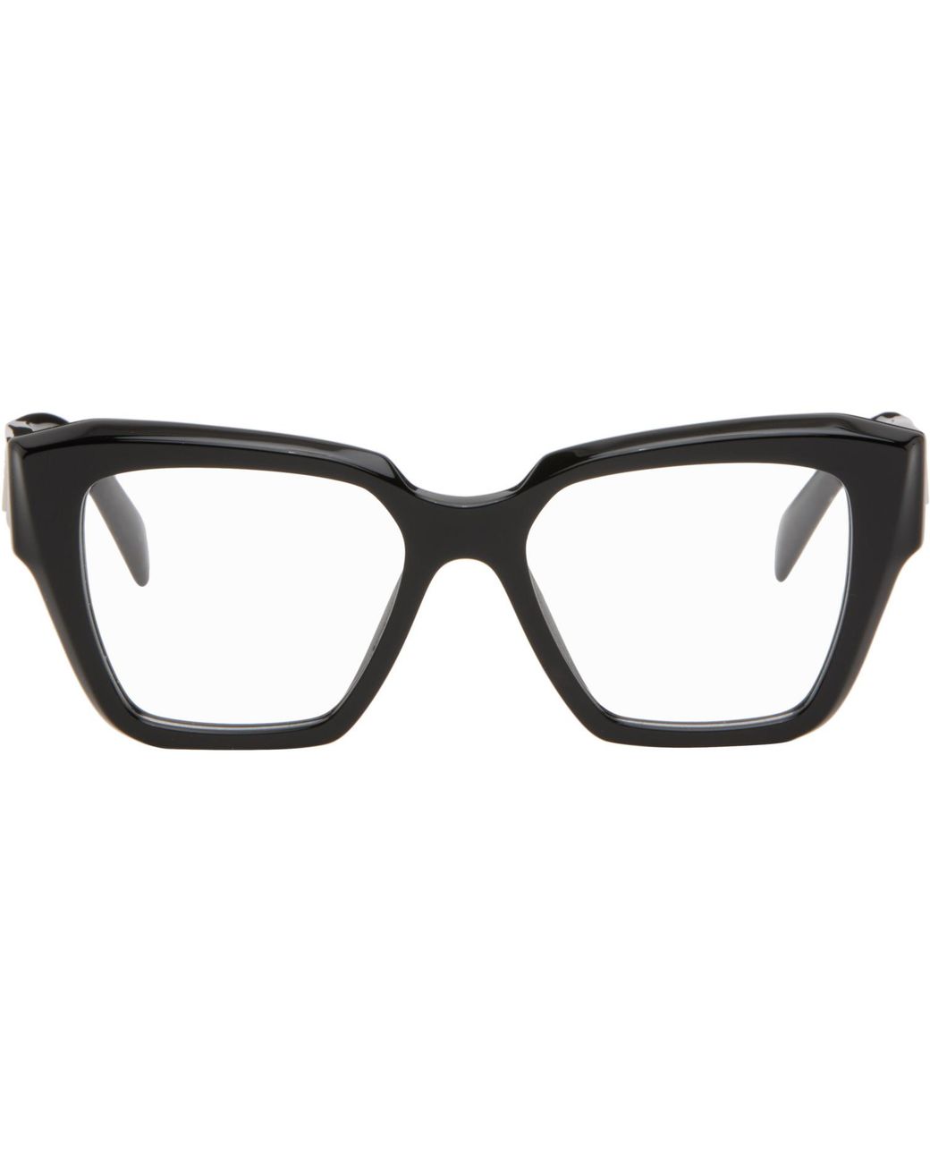 Prada Black Symbole Rectangle Acetate Glasses