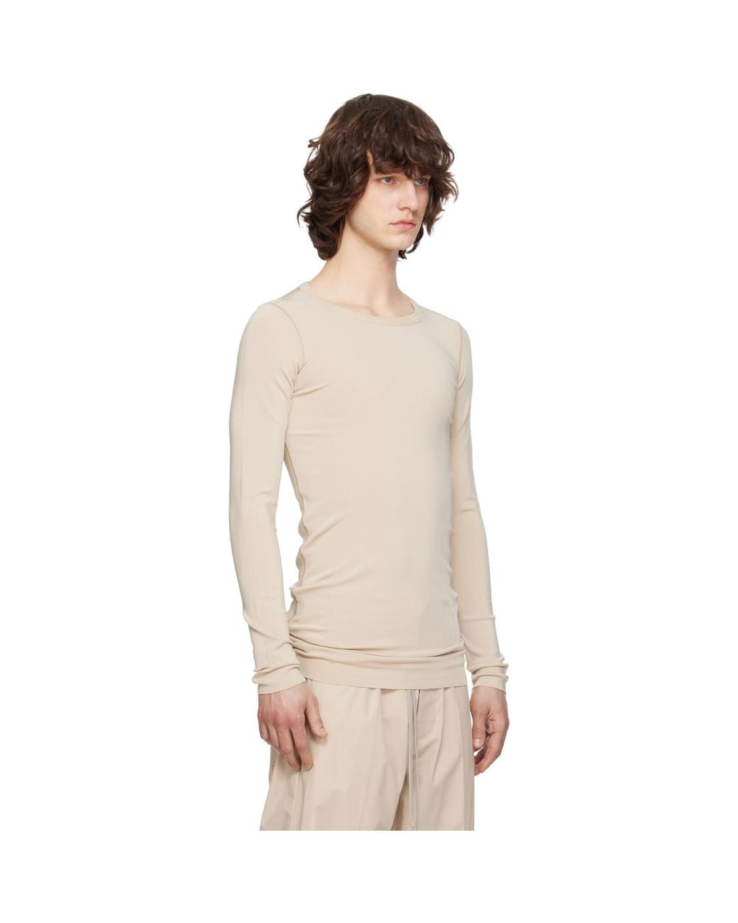 Rick Owens Natural Temple Rib Ls T-Shirt for men
