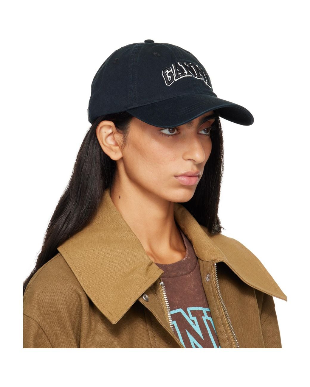 Ganni Blue Washed Cotton Cap