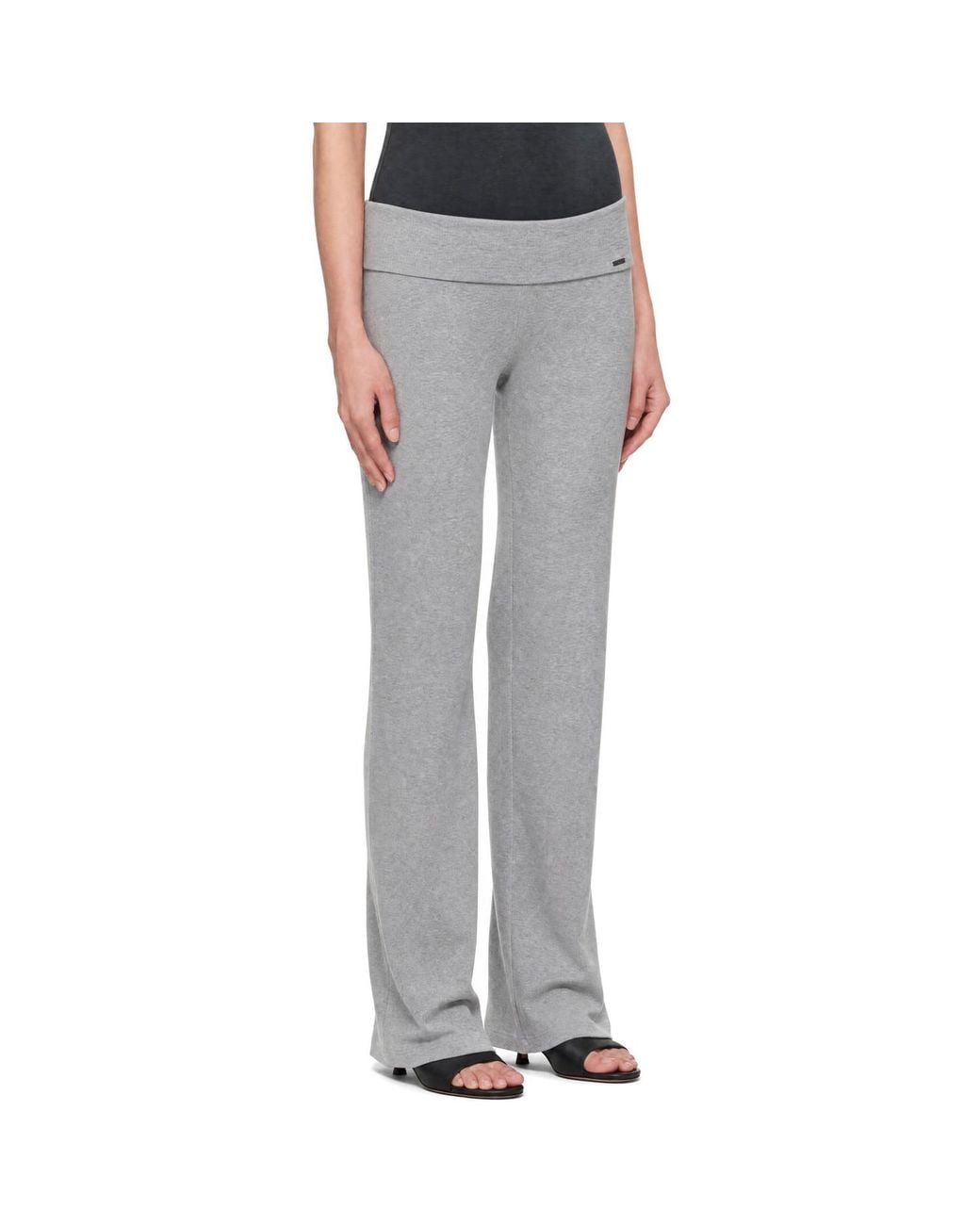 Skims Gray Essential Knit Foldover Lounge Pants