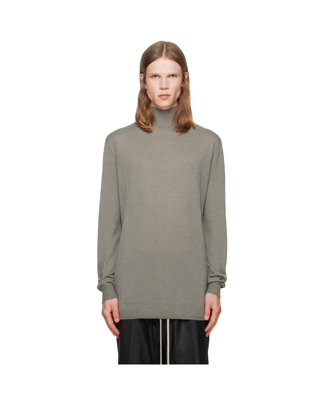 Rick Owens Gray Taupe Tower Oversized Turtleneck for men