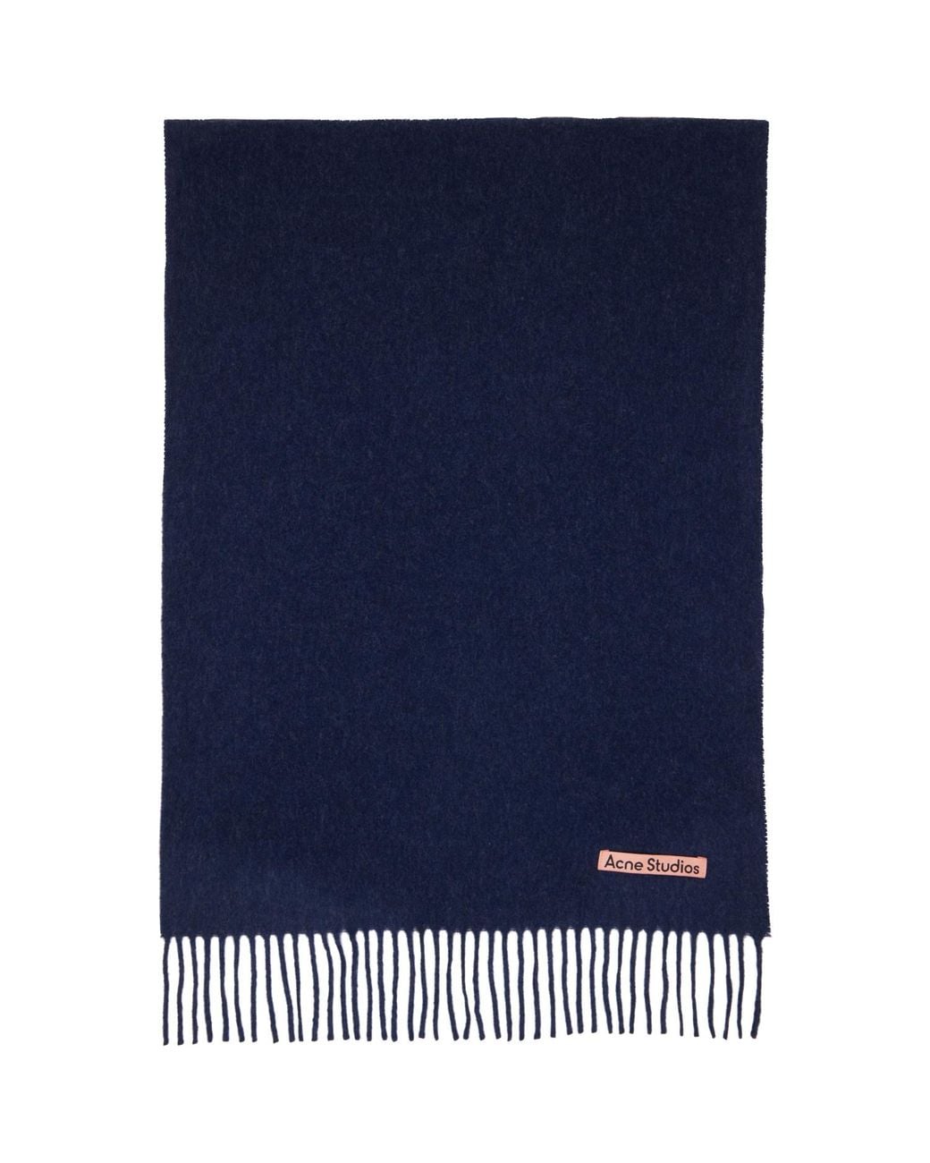 Acne Blue Fringe Wool Narrow Scarf for men