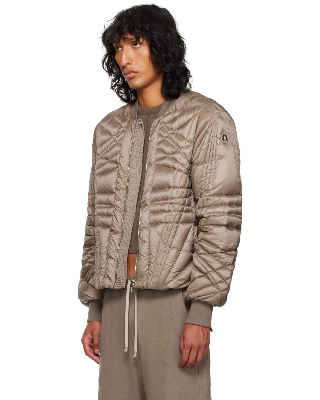 直営店●MONCLER●megapentaフライトダウン ボンバージャケット メンズ Rick Owens Moncler + グレー Megapenta Flight ボンバー
