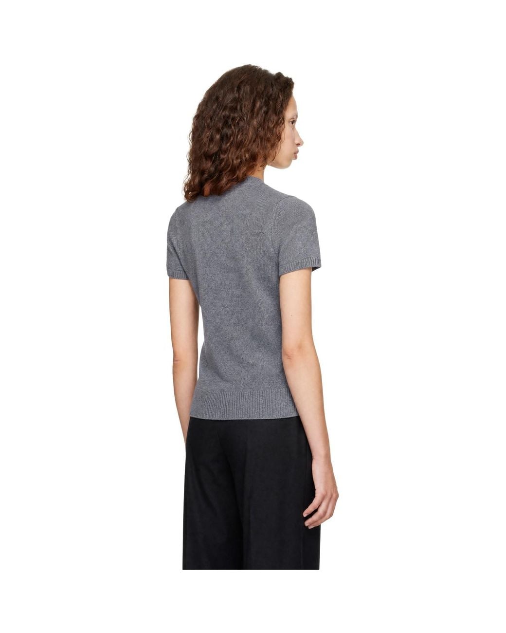 DUNST Gray Half Sleeve Knit Top