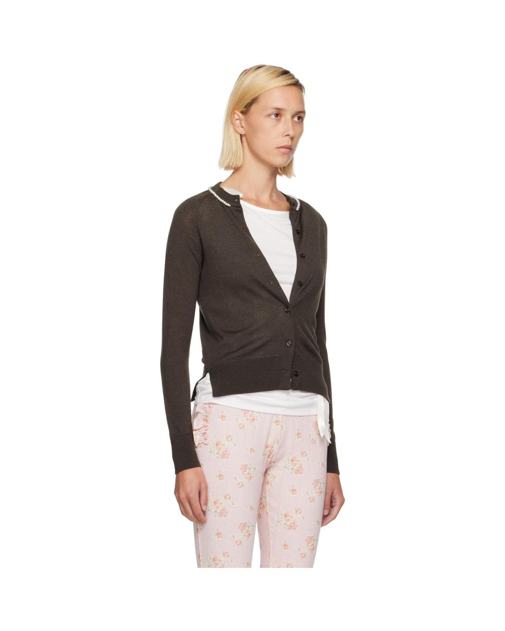 Simone Rocha Black Classic Merino Silk Cardigan