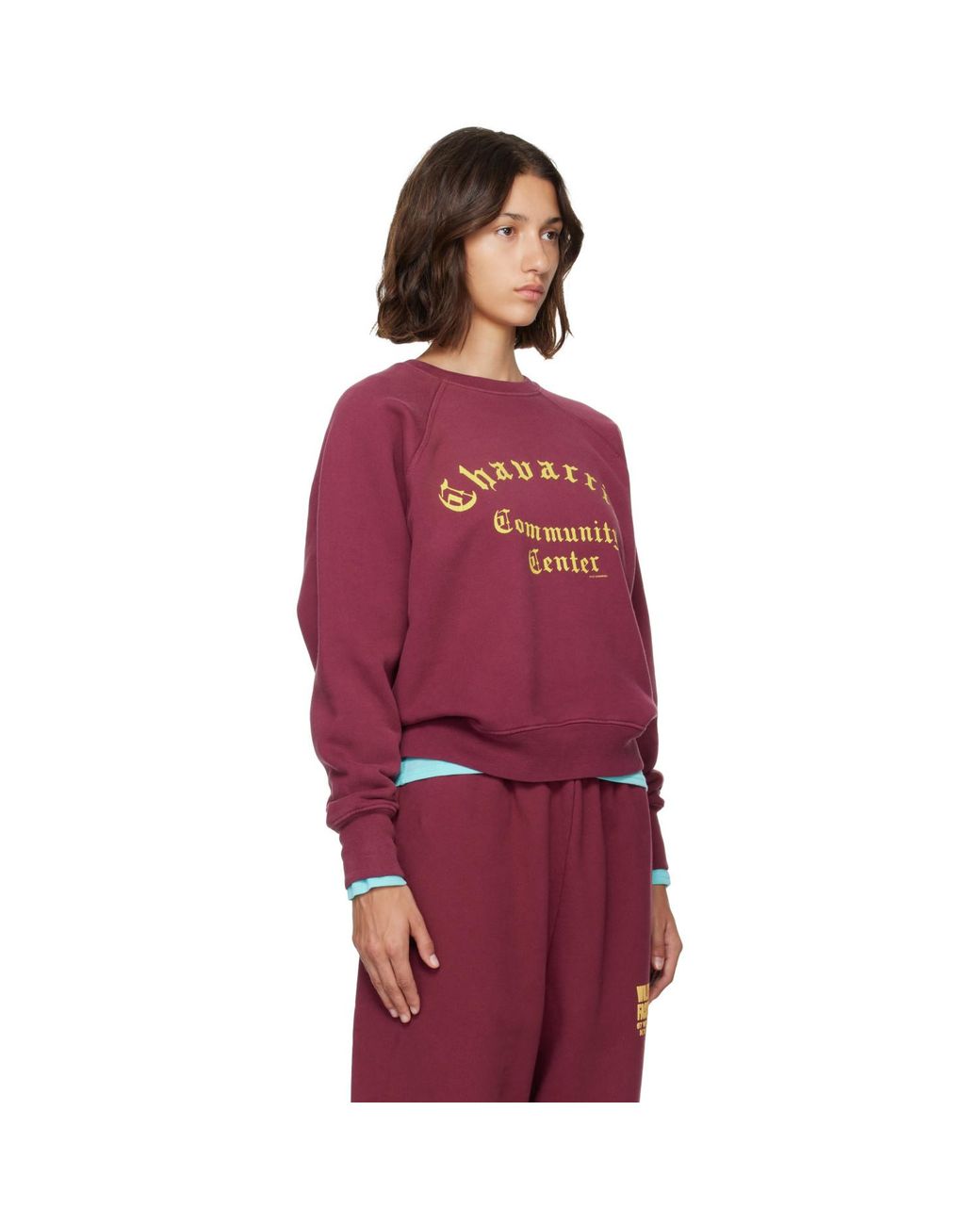 Willy Chavarria Red Burgundy 'Community Center' Raglan Sweatshirt