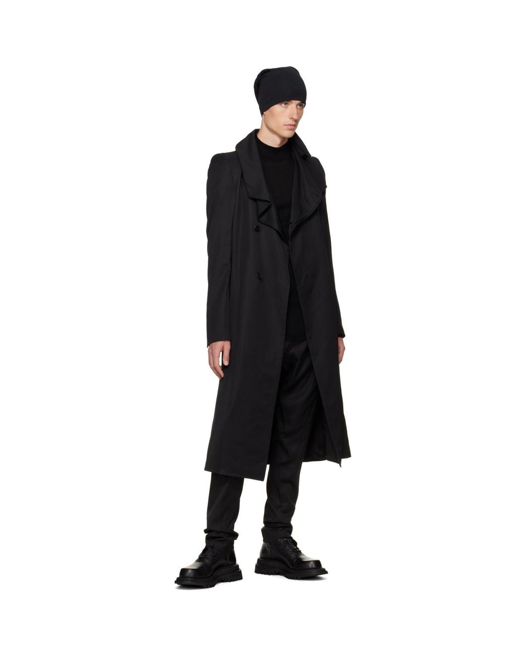Julius Black Covered Neck Coat for men