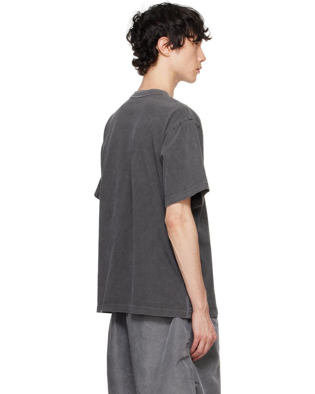 メンズ Sacai グレー ガーメントダイ コットンジャージ Tシャツ メンズ Sacai グレー ガーメントダイ コットンジャージ Tシャツ