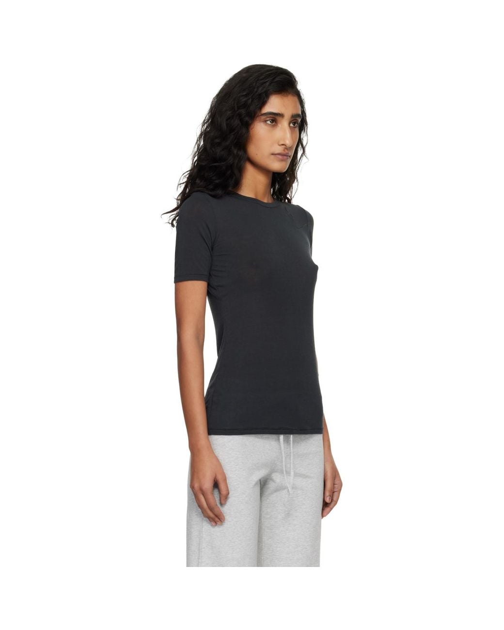 Skims Black Sheer Modal Long T-Shirt