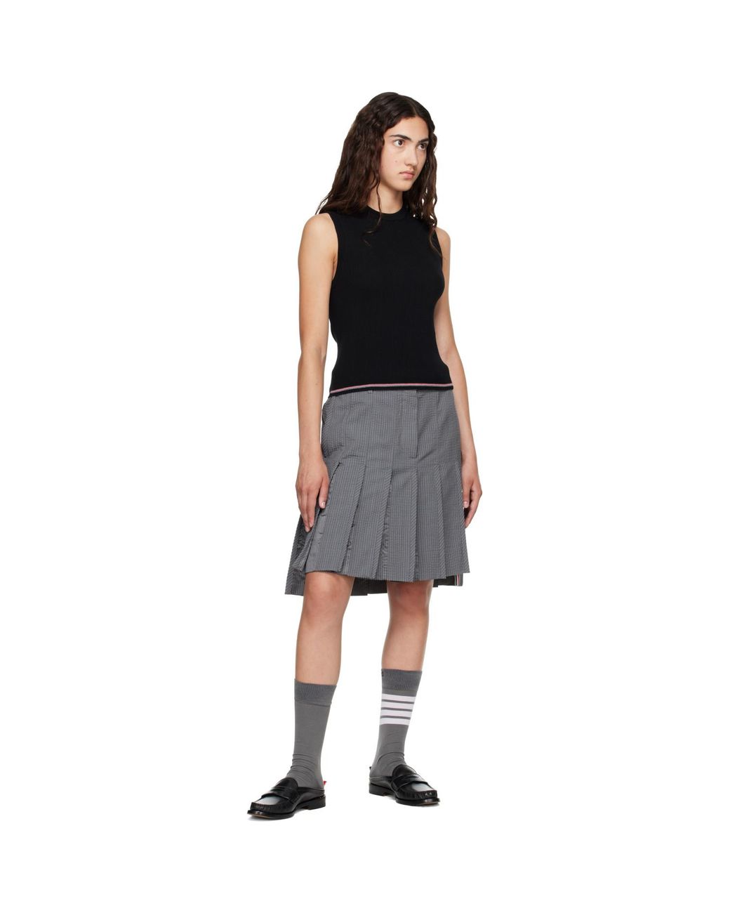 Thom Browne Black Merino Wool Rwb Stripe Tank Top