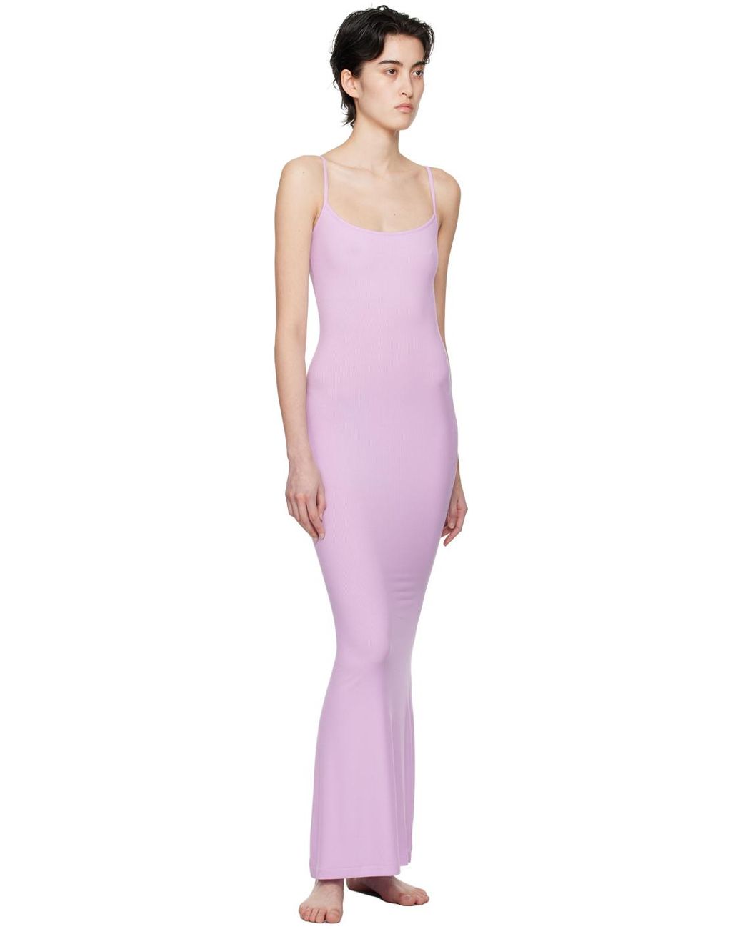 skims long slip dress purple Skims + Soft Lounge Long Slip Dress