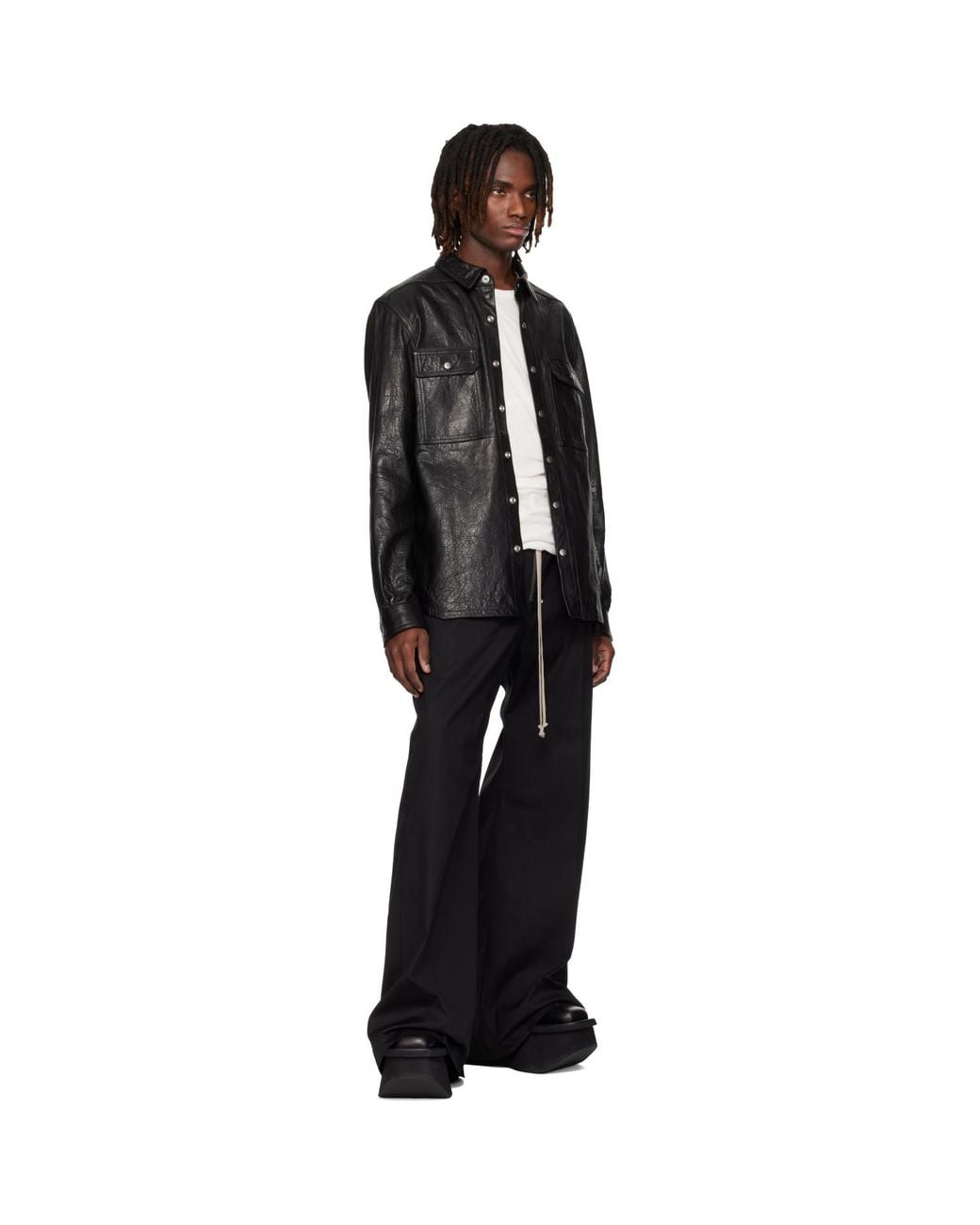 Rick Owens Black Temple Lambskin Outershirt for men