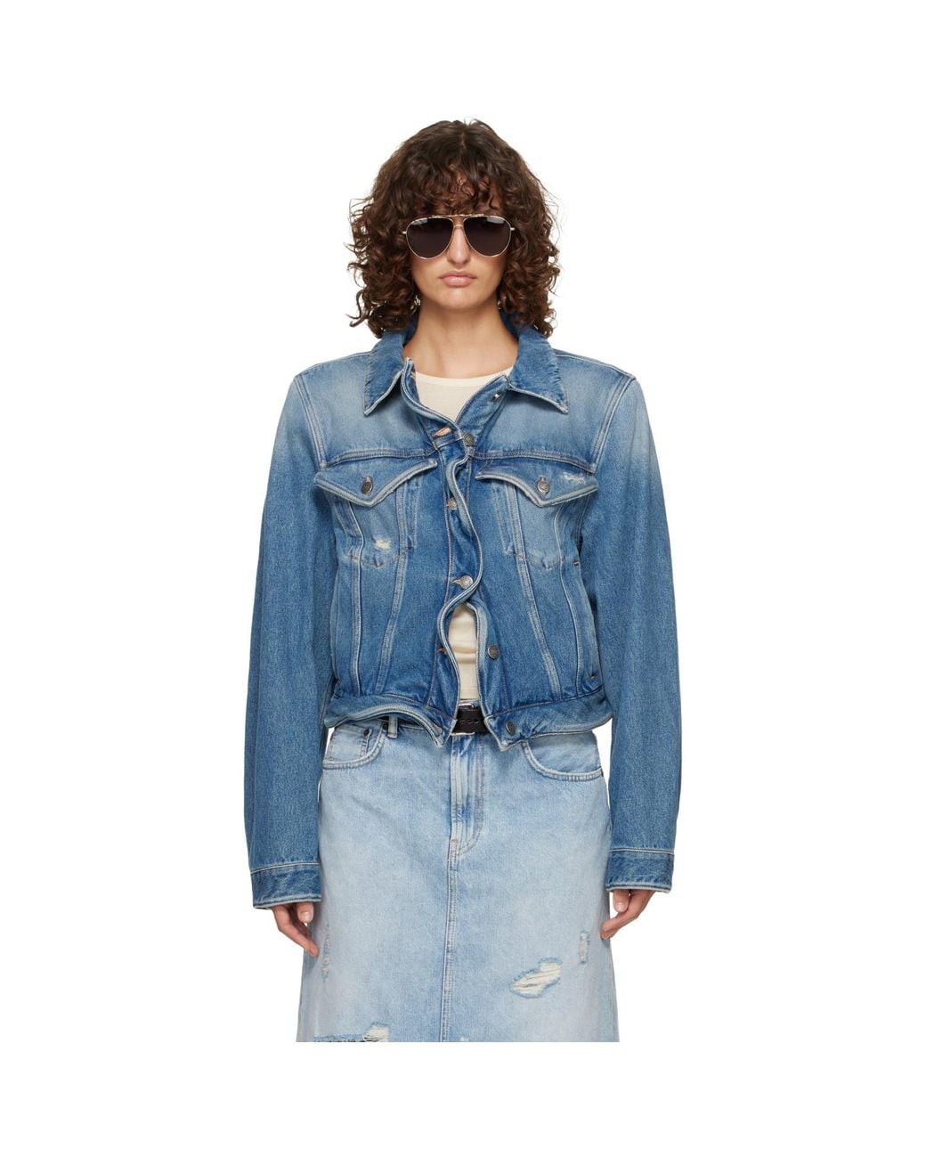 Acne Blue Wavy Denim Jacket