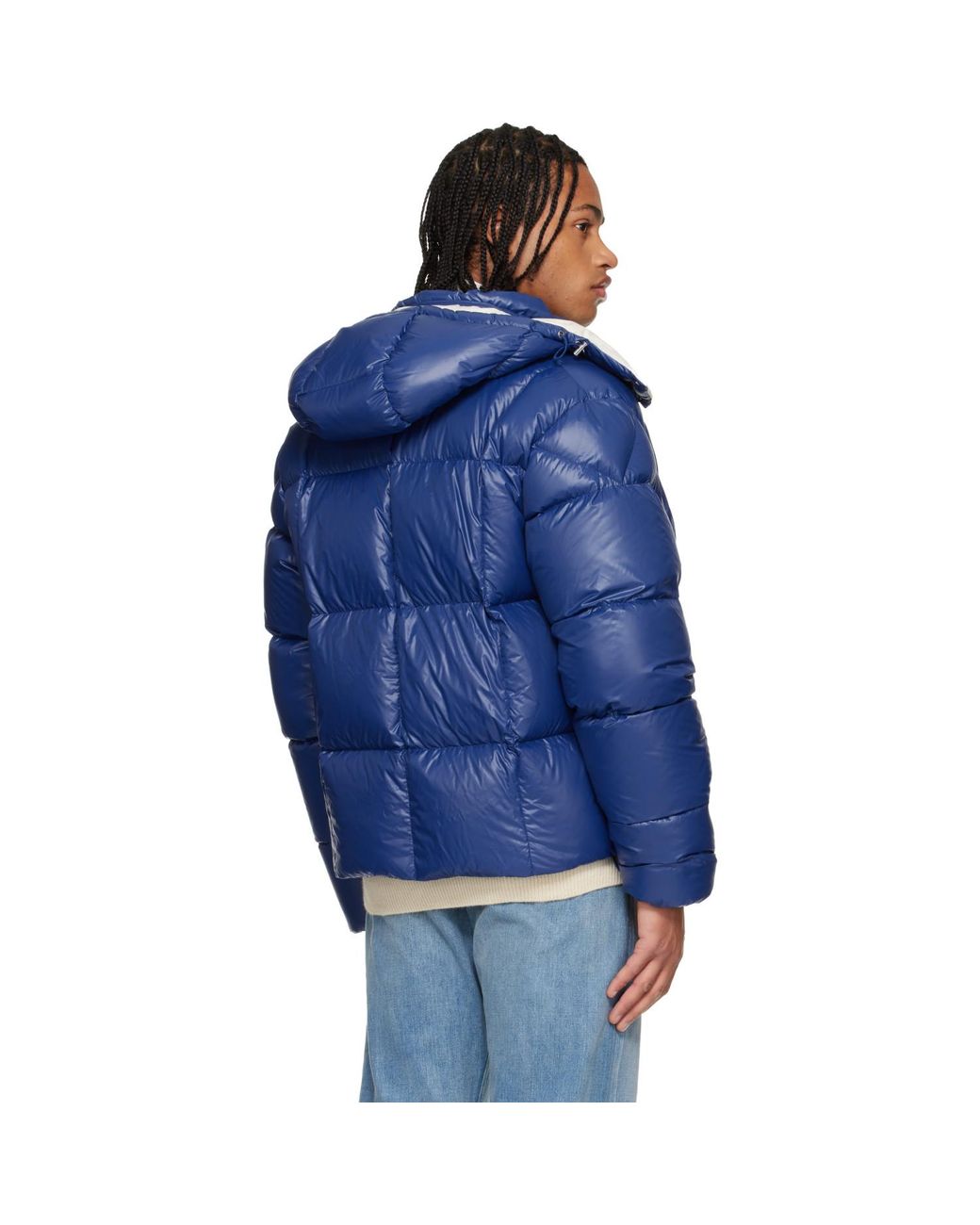 Moncler Blue Serfanto Hooded Short Down Jacket for men