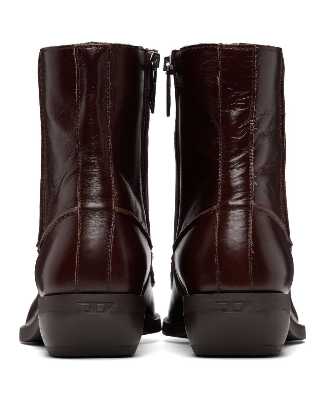 DIESEL Brown D-Frido Western Ankle Boots for men