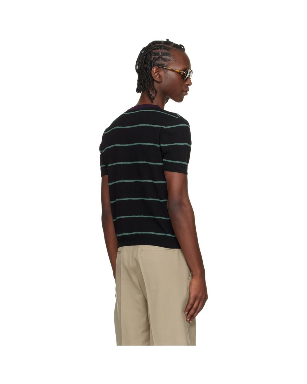 Dries Van Noten Black Striped Cardigan for men