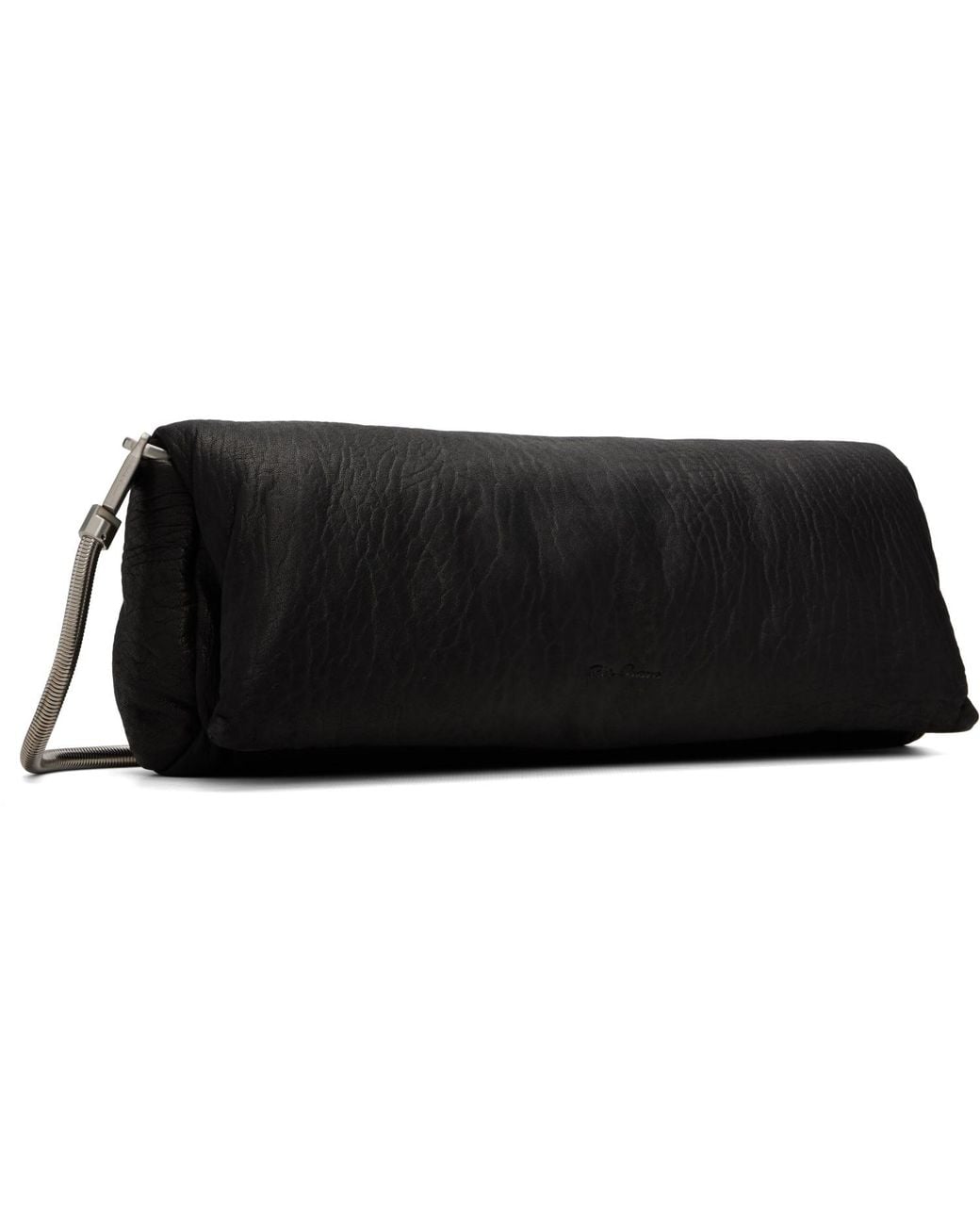 Rick Owens Black Tower Tumbled Lamb Clutch