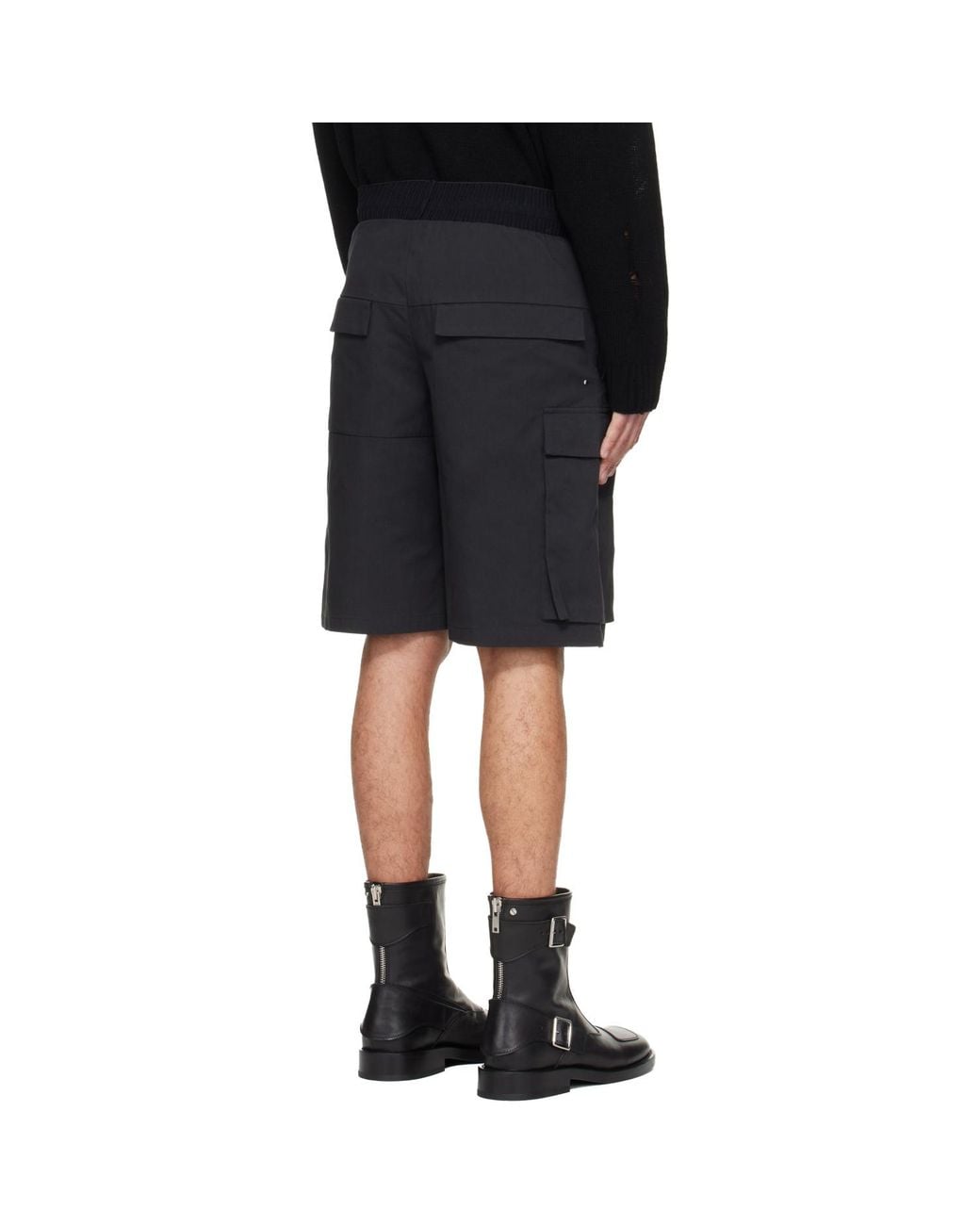 HELIOT EMIL Black Pulsar Cargo Shorts for men