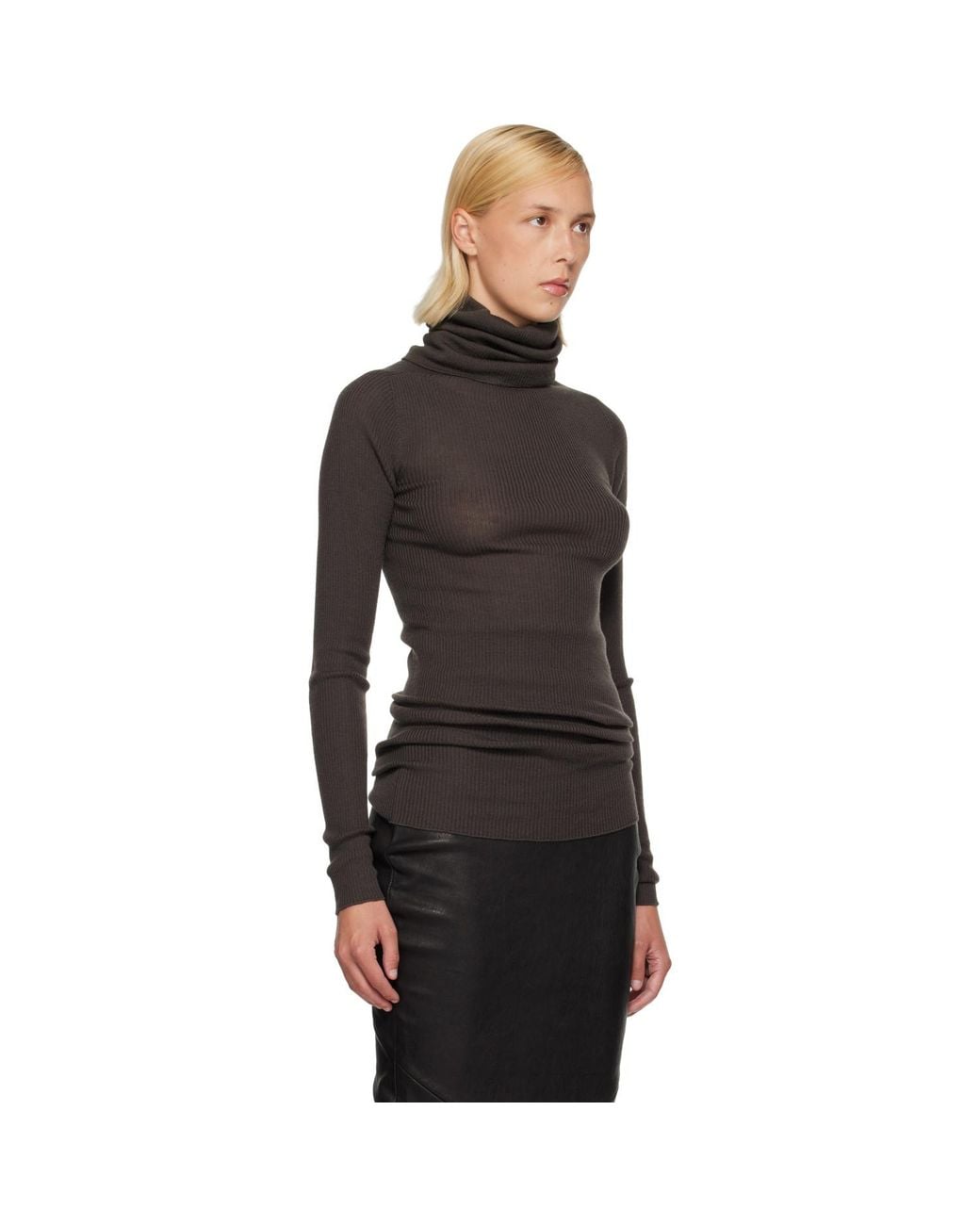 Rick Owens Black Tower Ls Tube Turtleneck