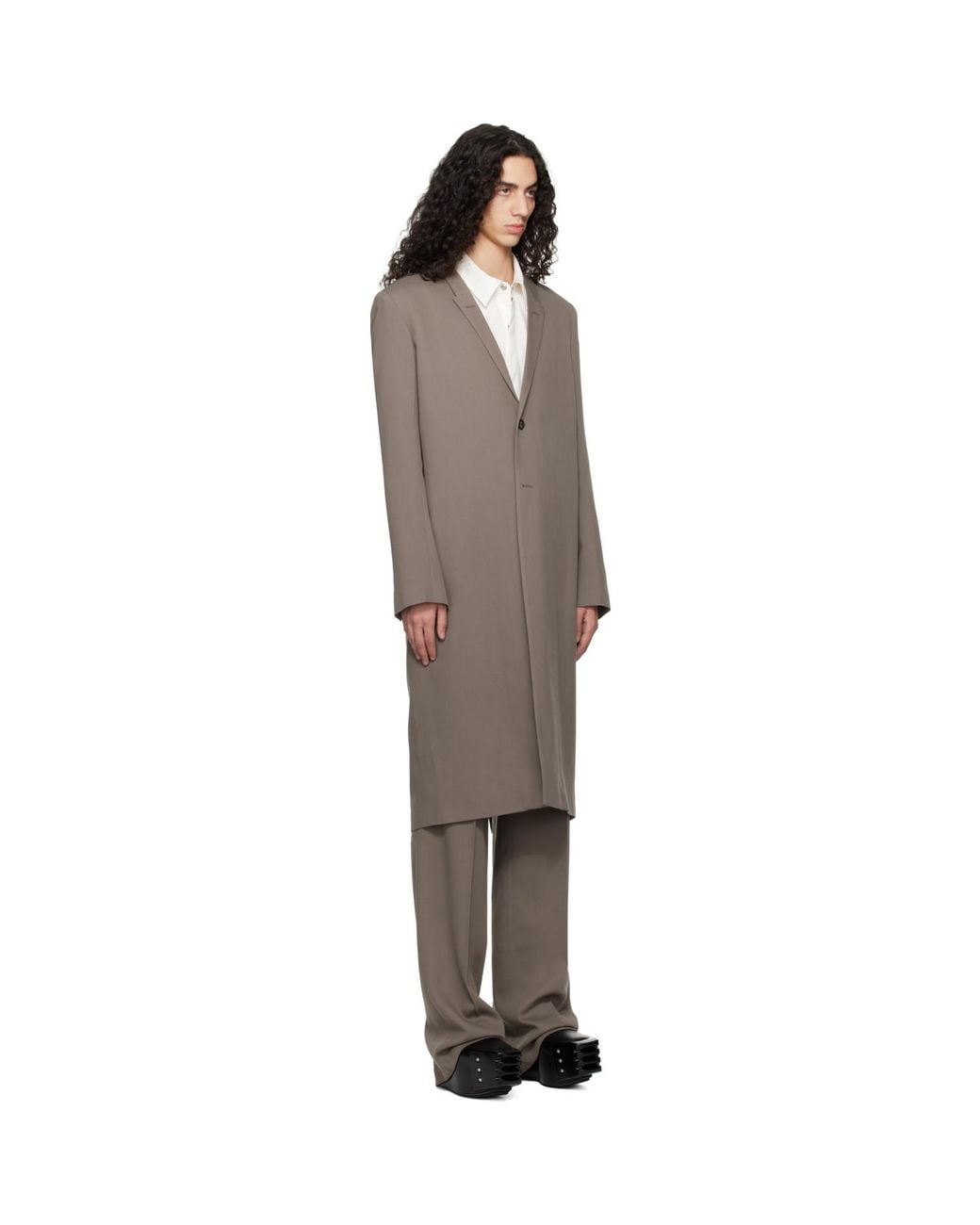 Rick Owens Black Temple Twisted Wool Concordian Coat for men