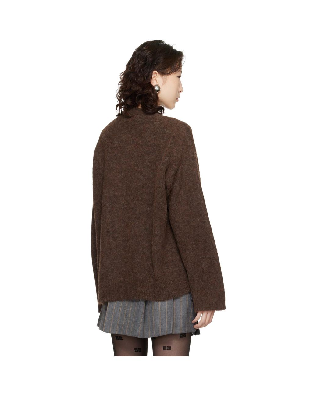 Ganni Red Brushed Alpaca Graphic Oversized Sweater