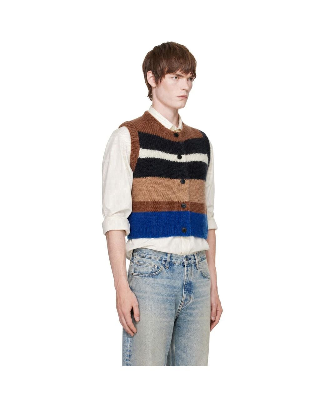 Cordera Blue Striped Waistcoat Cardigan for men