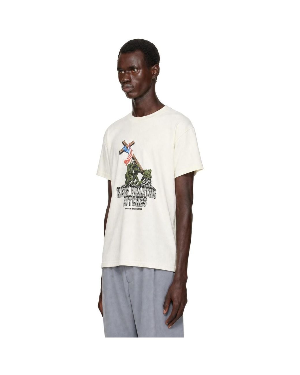 Willy Chavarria Multicolor Off- 'Keep Praying Bitches' Easy T-Shirt for men