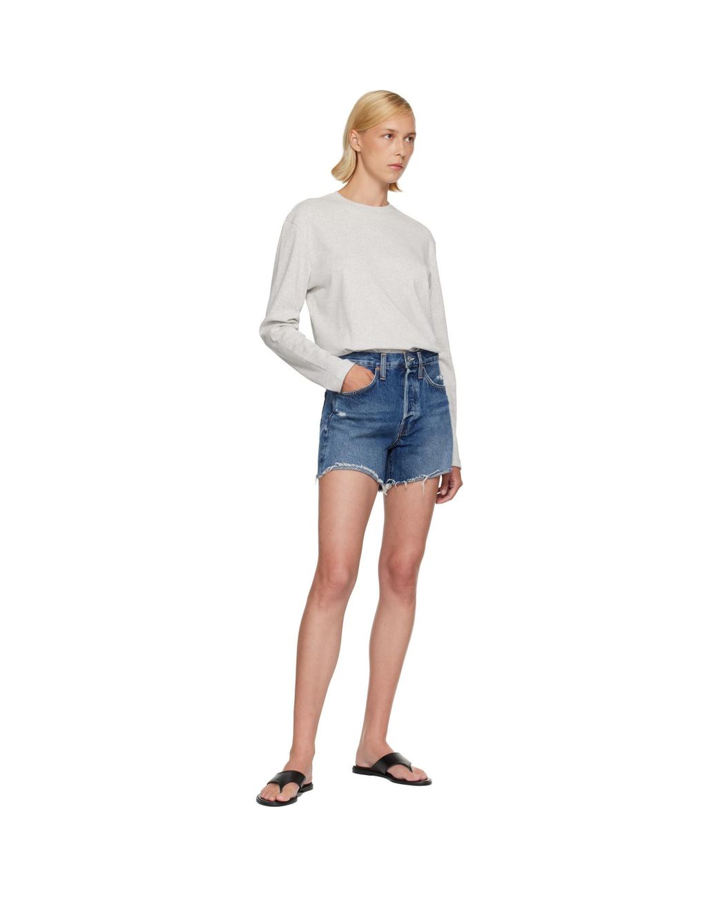Agolde Blue Parker Long Denim Shorts