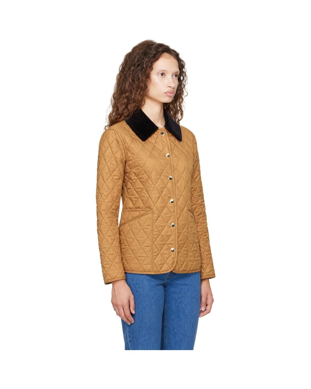 Burberry Orange Tan Dranefeld Quilted Twill Jacket