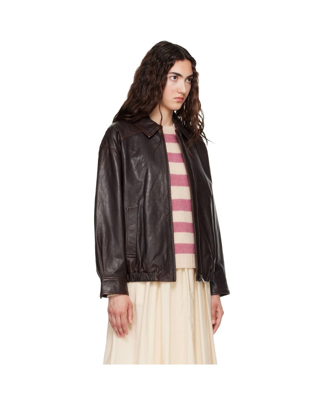 Weekend by Maxmara Black Cose Leather Bomber Jacket