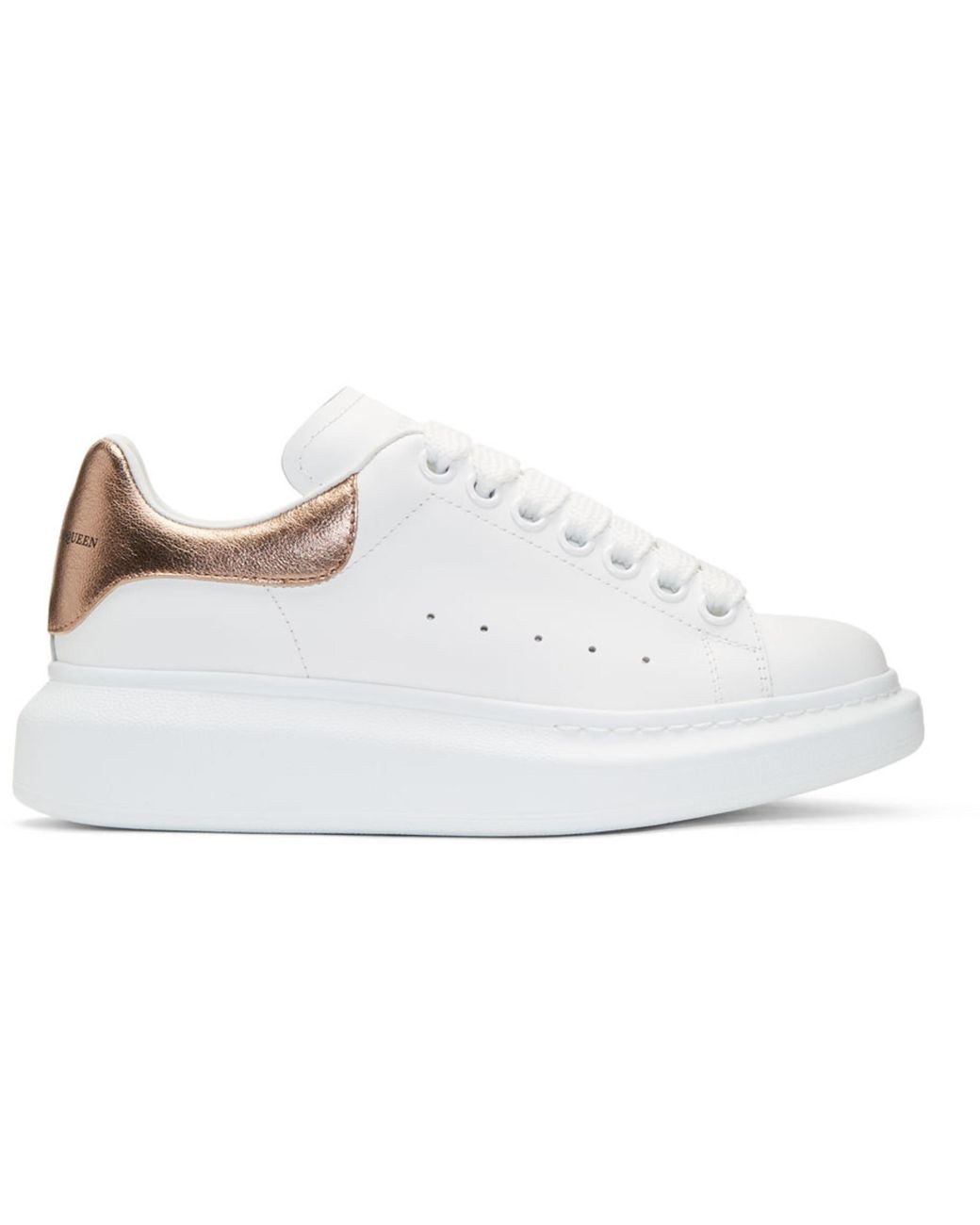 Alexander McQueen White And Rose Gold Oversized Sneakers | Lyst