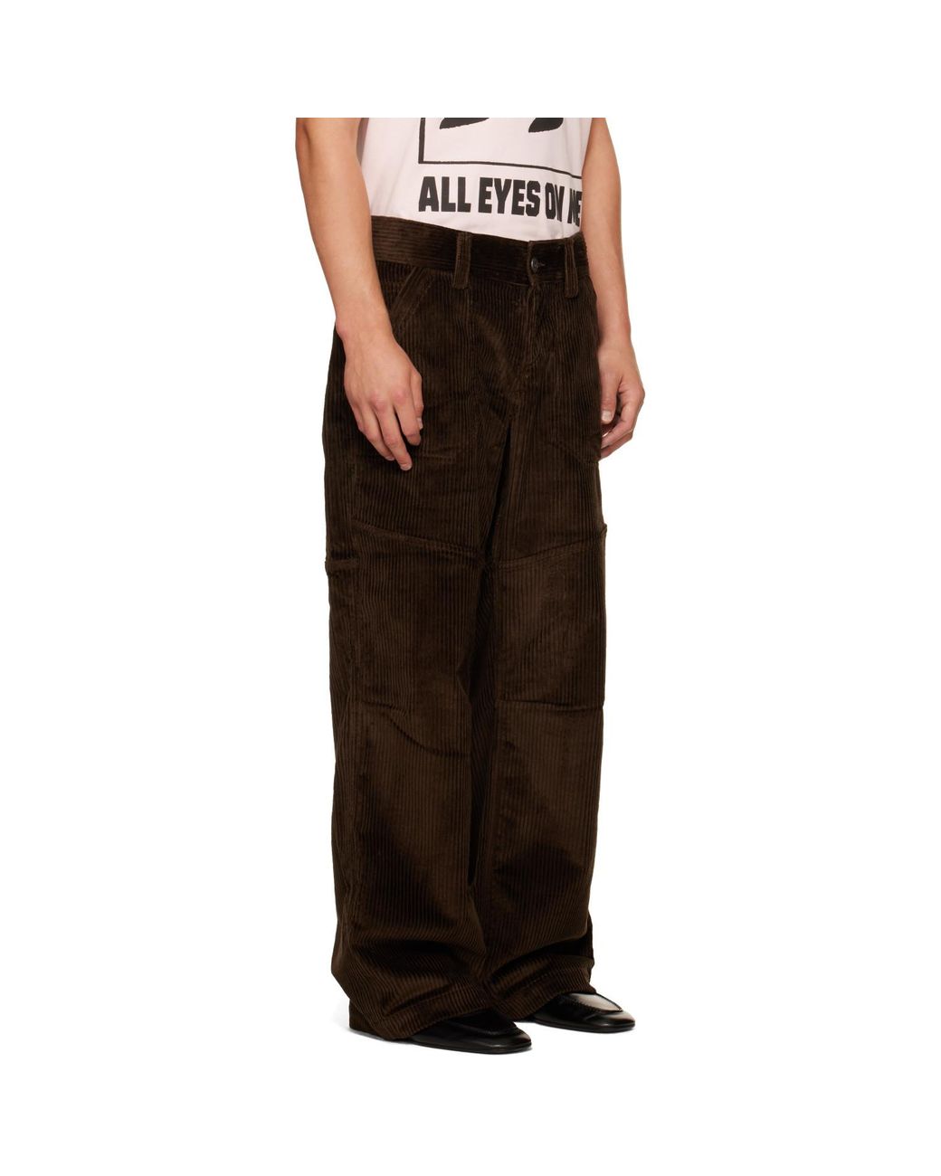 VAQUERA Black Corduroy Wide Trousers for men