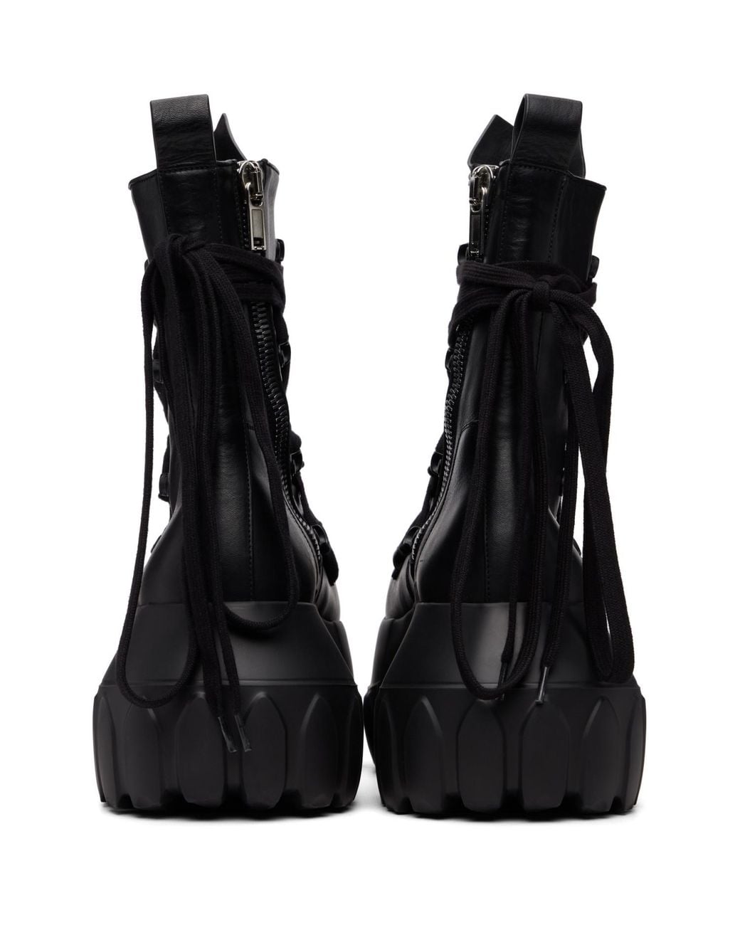 Rick Owens Black Tower Megalace Mega Tractor Boots for men
