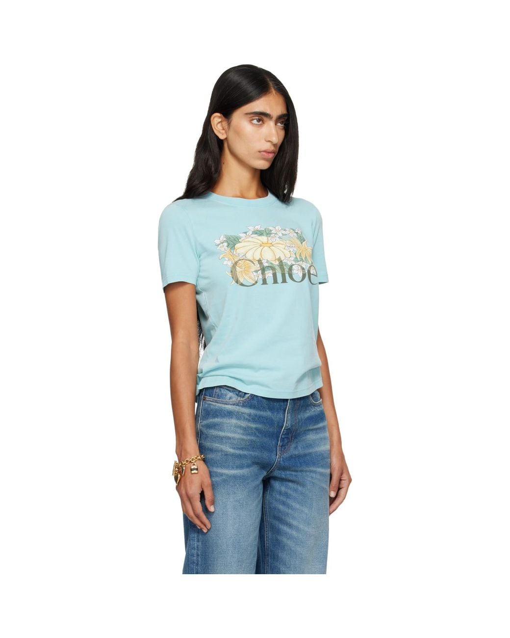 Chloé Blue Cotton Jersey Baby Fit Logo T-Shirt