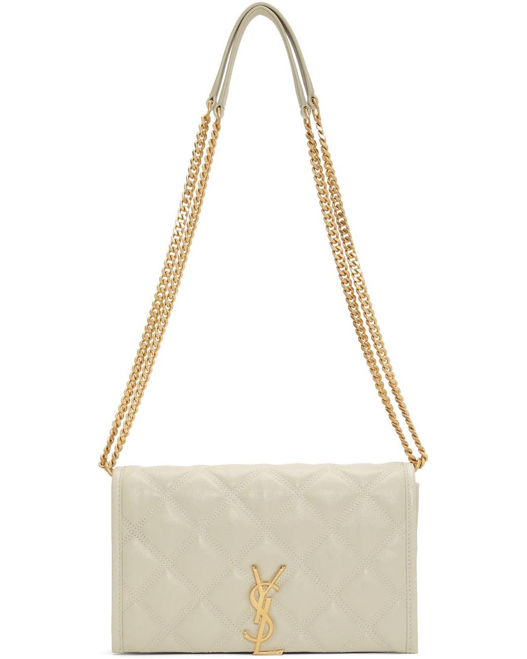 Saint Laurent Off- Becky Chain Wallet Bag in White | Lyst Canada