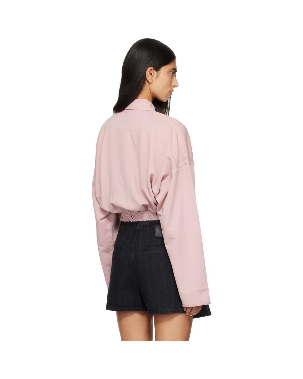 Palm Angels Pink Palm Sway Cropped Long Sleeve Polo
