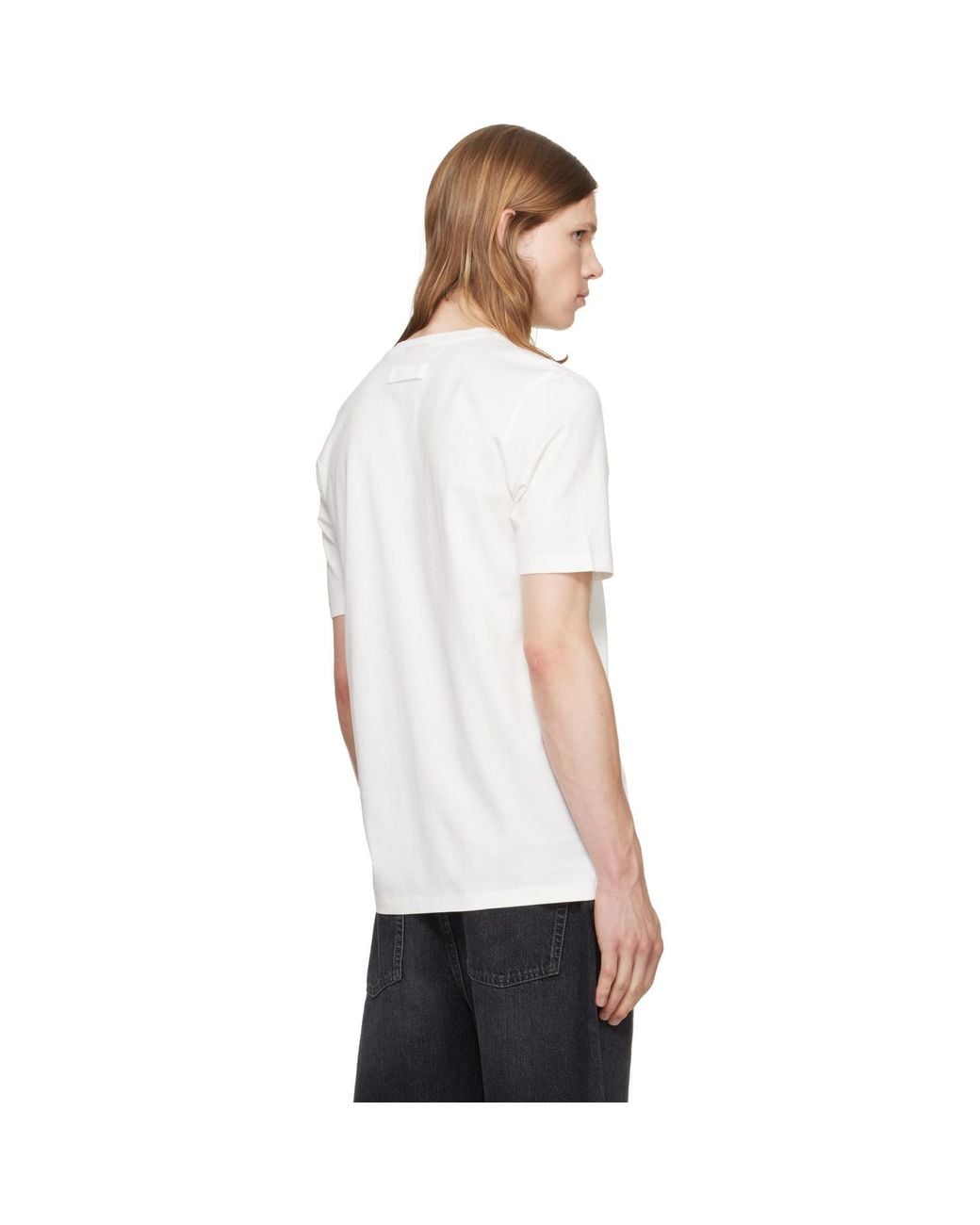 HUGO White Off- Mercerised Cotton Slim-Fit T-Shirt for men