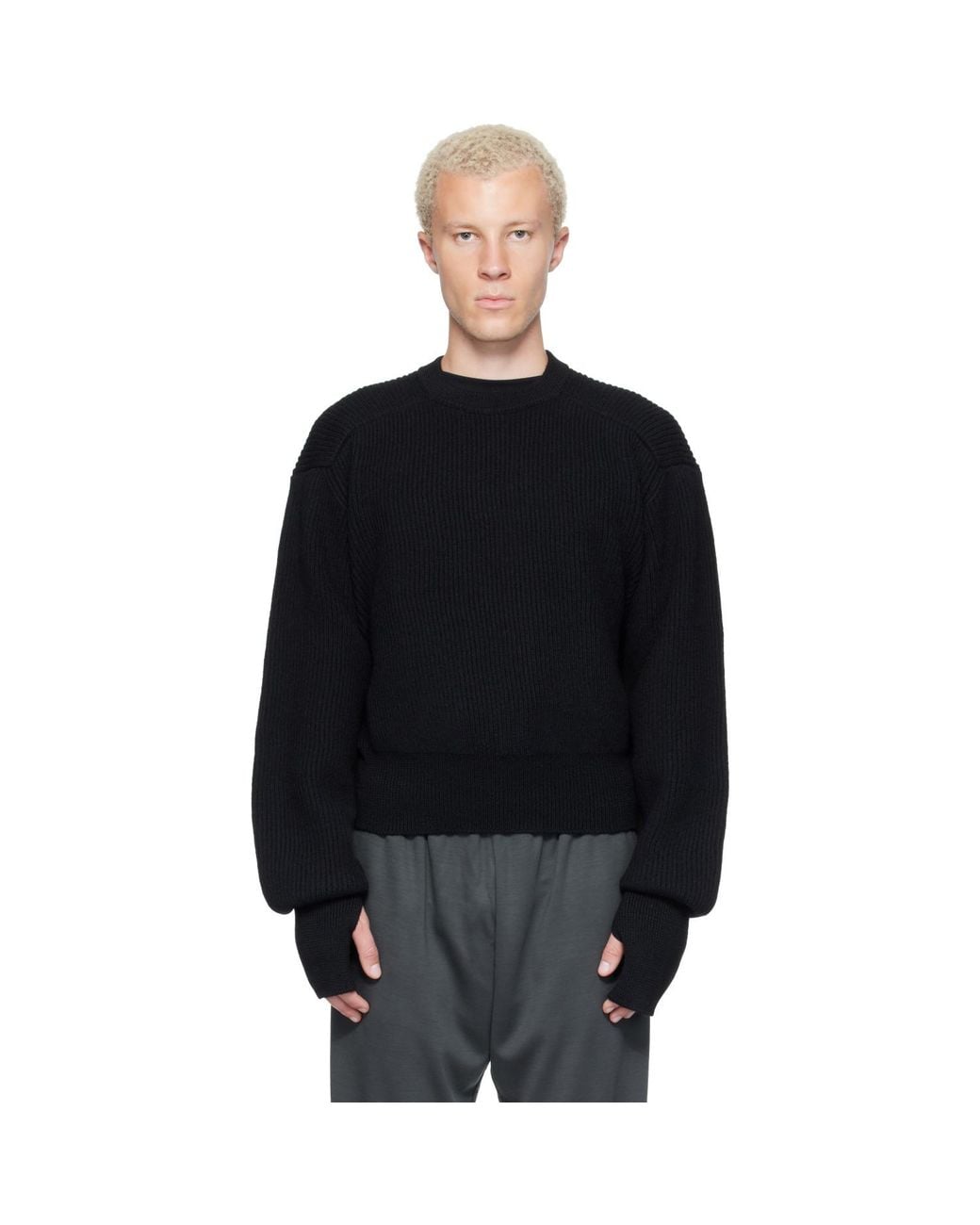 Rier Black Roundneck Utility Sweater for men