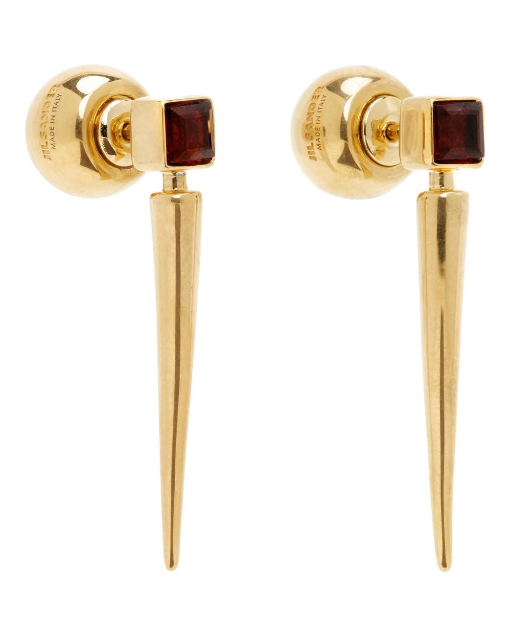 Jil Sander Metallic Garnet Earrings