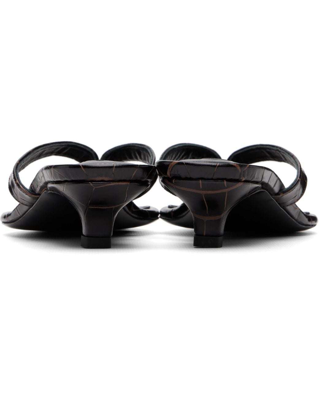 Totême Black Croco-Embossed Heeled Flip-Flops