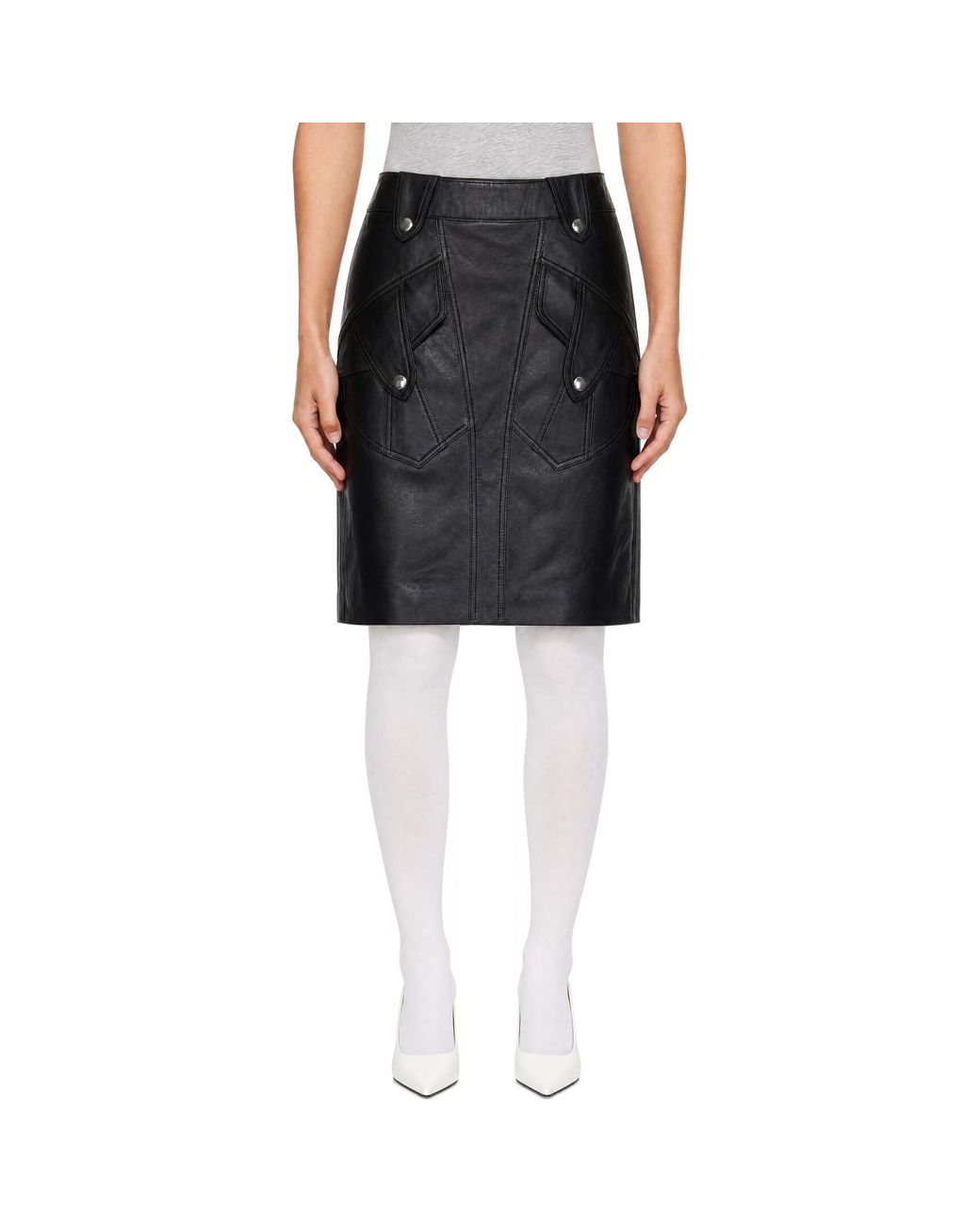 VAQUERA Black Fringe Leather Midi Skirt