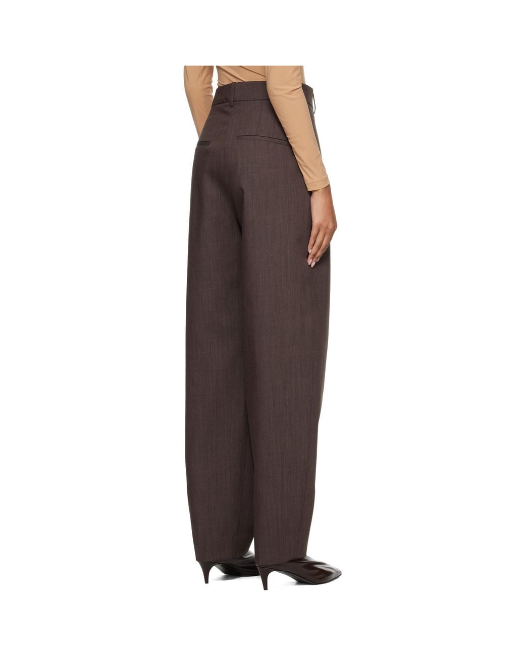 Rohe Brown Daria Single Pleat Straight Leg Trousers