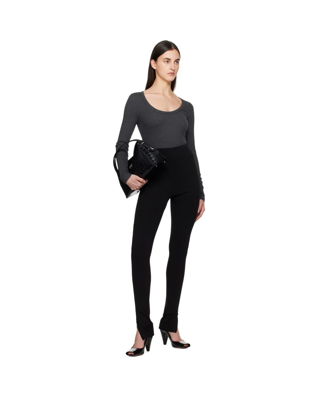 Totême Black Classic Rib T-Shirt