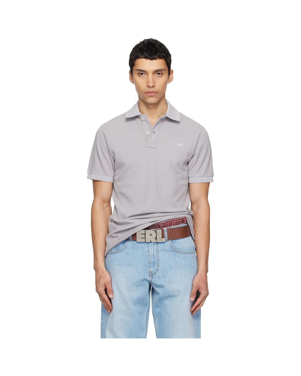 ERL Black Logo Patch Polo for men