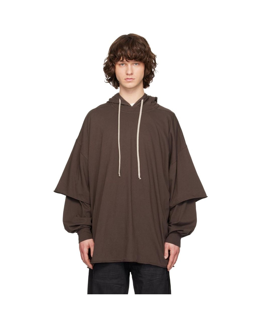 Rick Owens Brown Temple Tommy Hustler Hoodie for men