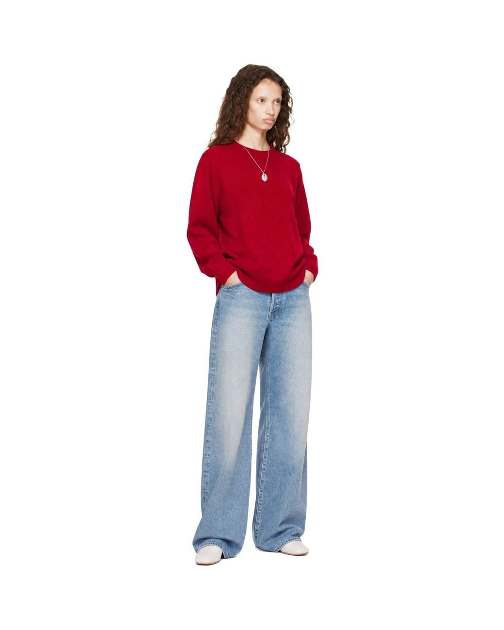 Ssstein Red Extra Fine Wool Knit Crew Neck Sweater